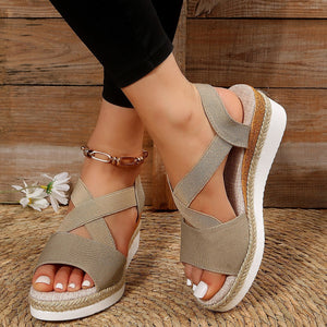 Libiyi Summer Flat Wedge Heel Fish Mouth Casual Women's Sandals - Libiyi