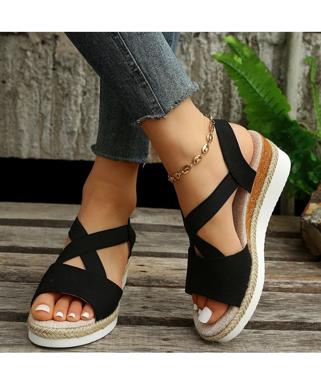Libiyi Summer Flat Wedge Heel Fish Mouth Casual Women's Sandals - Libiyi