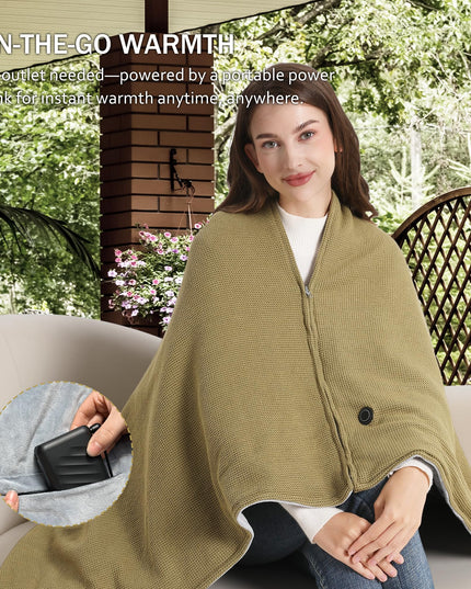 Portable Soft Zipper Electric Heated Blanket Shawl - Libiyi