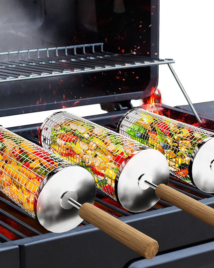 Rolling Grilling Basket with Handle - Libiyi