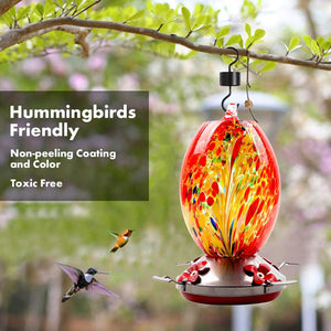 Hummingbird Feeder Hand Blown Glass