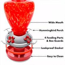 Load image into Gallery viewer, Hand Blown Glass Hummingbird Feeder  - 38 Ounces - Libiyi