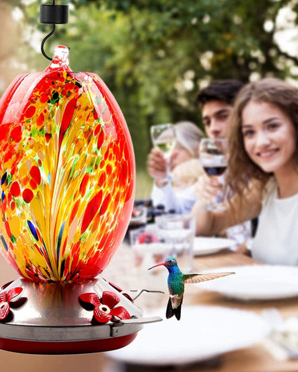 Hummingbird Feeder Hand Blown Glass