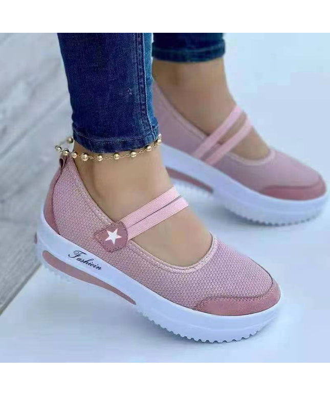 Libiyi Ladies Fly Knit Low Top Mesh Wedge Round Toe Shoes - Libiyi