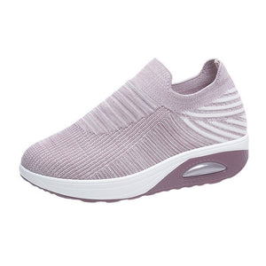 Women's low top fly woven casual sneakers - Libiyi