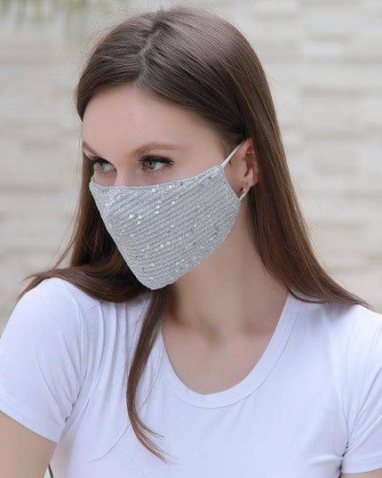 Fashion shiny Facewashable And Reusable Outdoor Sequined Cover Face-Mask - Libiyi