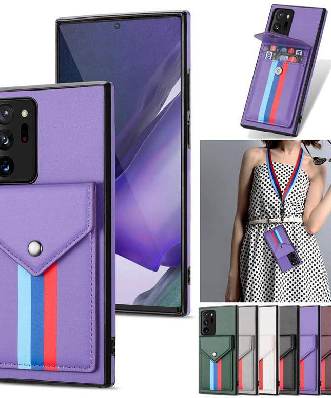 Lanyard Leather Wallet Card Holder Stand Phone Case For Samsung Galaxy - Libiyi
