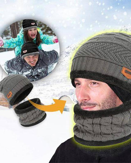 Warm Beanie Cap With Scarf - Libiyi
