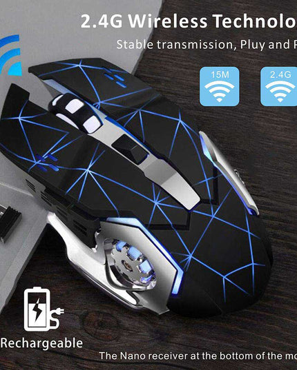 Rechargeable Wireless Mouse-Starry Black - Libiyi