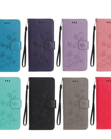 Imprint Butterfly Flower Leather Mobile Phone Case for iPhone 12Mini - Libiyi