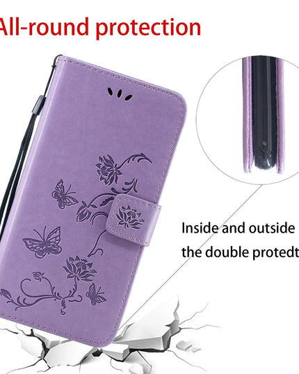 Imprint Butterfly Flower Leather Mobile Phone Case for Samsung S21 Series - Libiyi