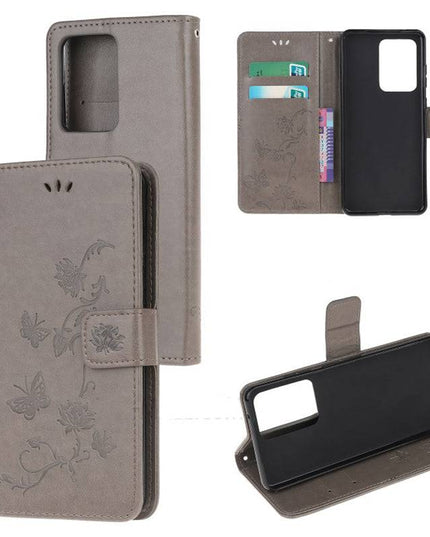 Imprint Butterfly Flower Leather Mobile Phone Case for Samsung S21 Series - Libiyi