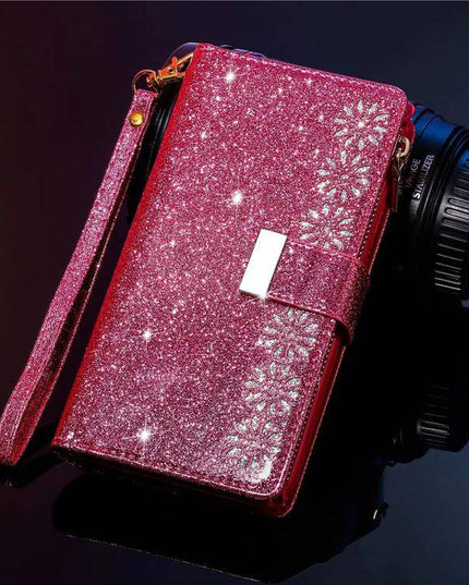 Glitter Sparkly Girly Bling Leather Flip Cover For Samsung S Series - Libiyi