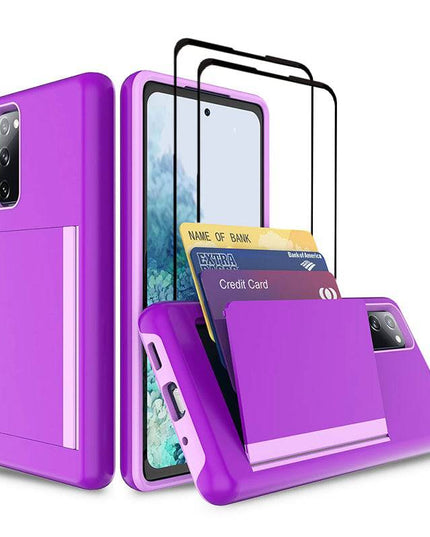 Armor Protective Card Holder Case for Samsung S20 FE With 2-Pack Screen Protectors - Libiyi