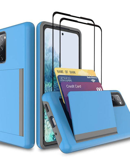 Armor Protective Card Holder Case for Samsung S20 FE With 2-Pack Screen Protectors - Libiyi