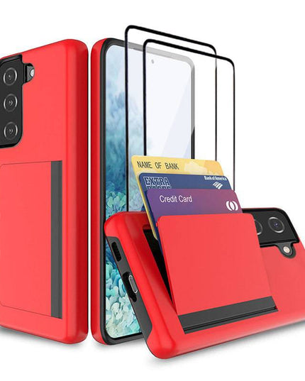 Armor Protective Card Holder Case for Samsung S21(5G) With 2-Pack Screen Protectors - Libiyi