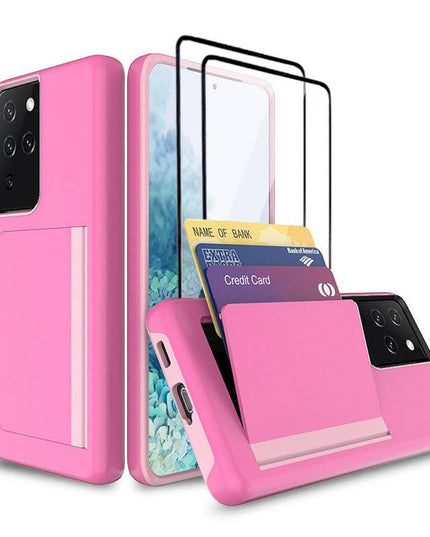Armor Protective Card Holder Case for Samsung S Series With 2-Pack Screen Protectors - Libiyi