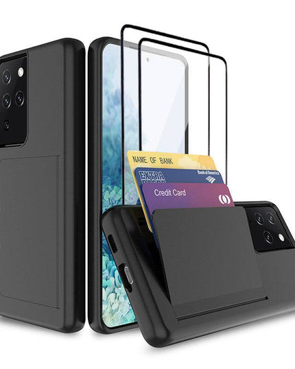Armor Protective Card Holder Case for Samsung S Series With 2-Pack Screen Protectors - Libiyi