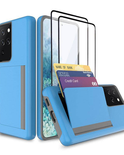 Armor Protective Card Holder Case for Samsung S21 Ultra(5G) With 2-Pack Screen Protectors - Libiyi