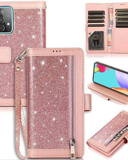 Bling Wallet Case with Wrist Strap for Samsung A52(4G/5G) - Libiyi