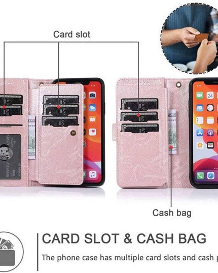 Detachable Flip Folio Zipper Purse Phone Case for iPhone XR - Libiyi
