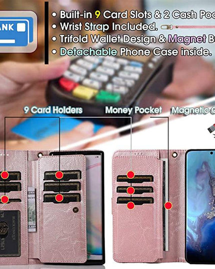 Detachable Flip Folio Zipper Purse Phone Case for Samsung - Libiyi