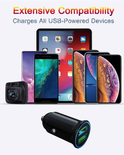 Quick Charge 3.0 All Metal Dual USB Port Fast Car Charger - Libiyi