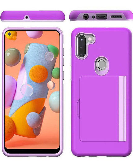 Armor Protective Card Holder Case for Samsung A11(US) With 2-Pack Screen Protectors - Libiyi