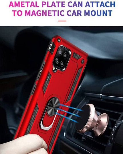 Samsung A42(5G) Luxury Armor Ring Bracket Phone Case With 2-Pack Tempered Glass Screen Protectors - Libiyi