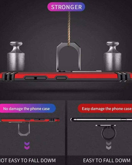 Samsung A70 Luxury Armor Ring Bracket Phone Case With 1-Pack Tempered Glass Screen Protector - Libiyi