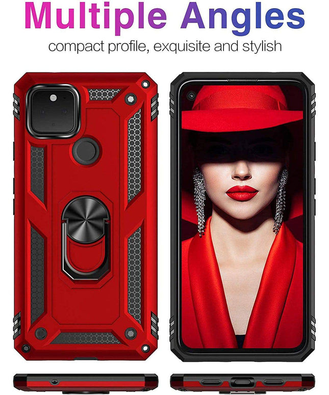 2022 Luxury Armor Ring Bracket Phone case For Google Pixel 5 With 2-Pack Screen Protectors - Libiyi