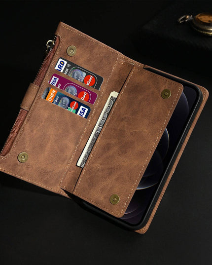 Luxury Leather Zipper Wallet Case For iPhone - Libiyi