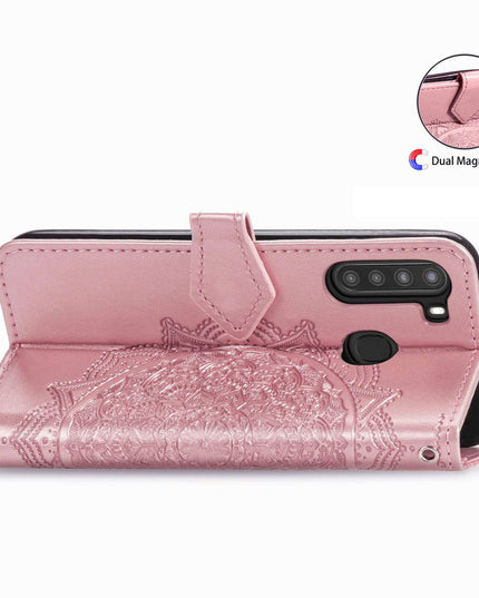 2022 Luxury Embossed Mandala Leather Wallet Flip Case for Samsung A21 - Libiyi