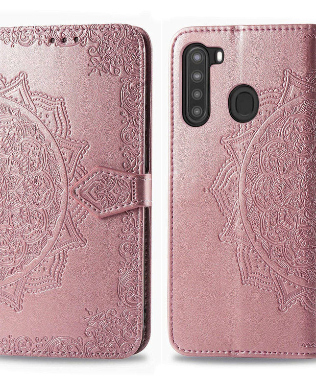 2022 Luxury Embossed Mandala Leather Wallet Flip Case for Samsung A21 - Libiyi