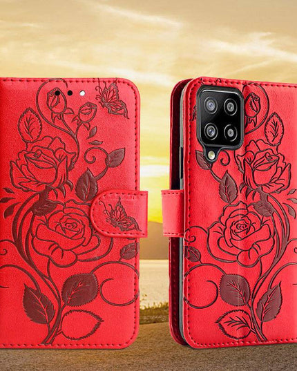 3D Embossed Rose Wallet Case For Samsung A12 - Libiyi