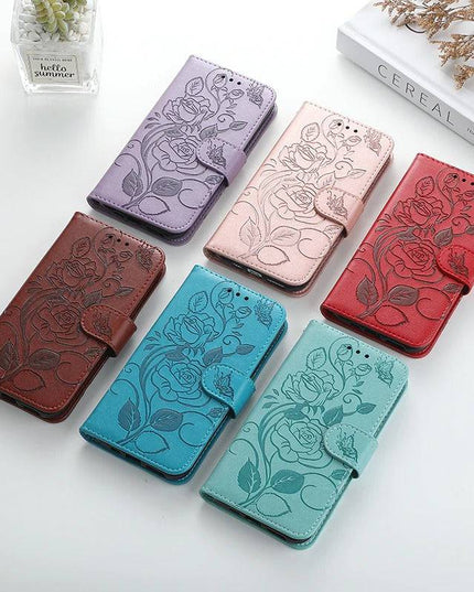 3D Embossed Rose Wallet Case For Samsung A42(5G) - Libiyi