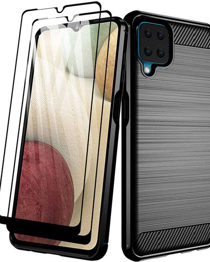 Luxury Carbon Fiber Case For Samsung A12 With 2-Pack Screen Protectors - Libiyi