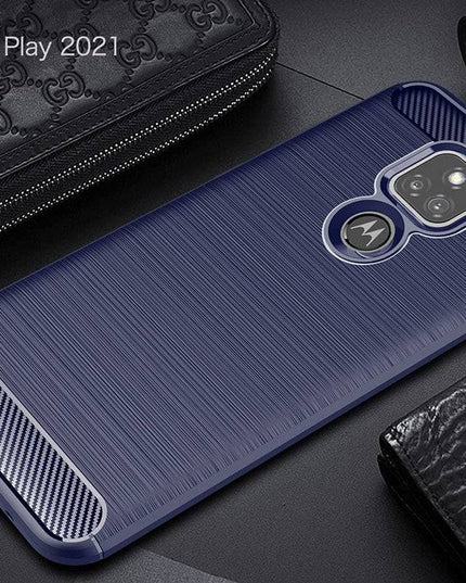 Luxury Carbon Fiber Case For Moto G Play 2021 With Screen Protector - Libiyi