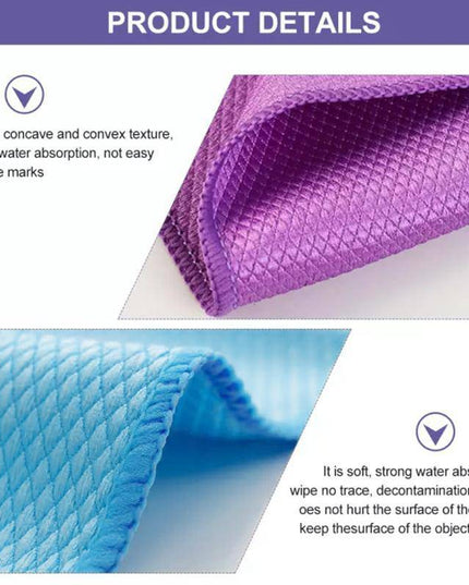 Fish Scale Microfiber Polishing Cleaning Cloth 5 Pcs - Libiyi