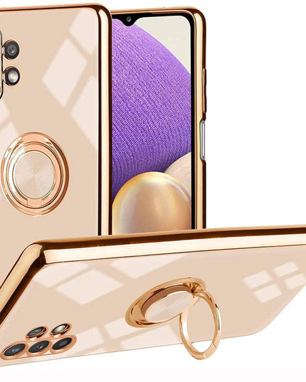 Slim Thin Finger Ring Stand Electroplated Silicone Case For Samsung A32(5G) - Libiyi