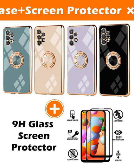 Slim Thin Finger Ring Stand Electroplated Silicone Case For Samsung A32(5G) - Libiyi