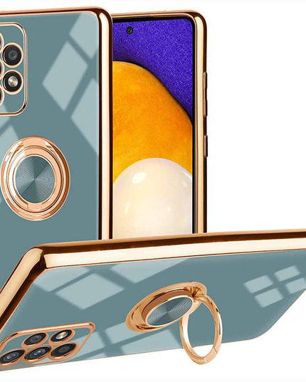 Slim Thin Finger Ring Stand Electroplated Silicone Case For Samsung A52(4G/5G) - Libiyi