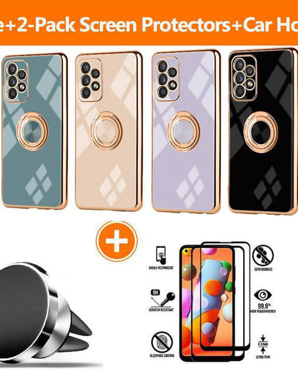Slim Thin Finger Ring Stand Electroplated Silicone Case For Samsung A52(4G/5G) - Libiyi