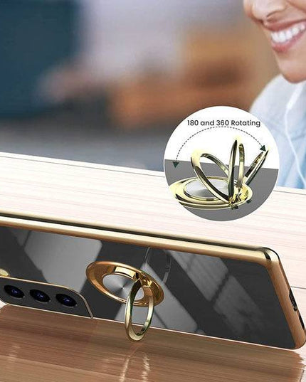 Shiny Plating Built-in Finger Ring Case For Samsung S21 FE - Libiyi