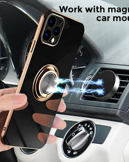 Shiny Plating Built-in Finger Ring Case For iPhone - Libiyi