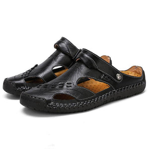 Libiyi Men's Casual Breathable Handmade Leather Sandals - Libiyi