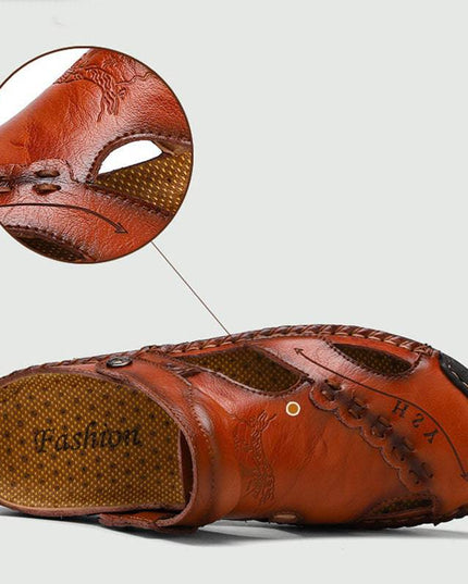 Libiyi Men's Casual Breathable Handmade Leather Sandals - Libiyi