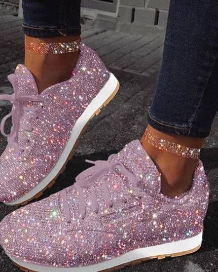 Libiyi Women Sparkle Lace-up Sneakers - Libiyi