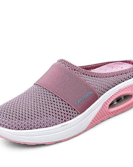 Libiyi Women Daily Fly Knit Fabric Summer Air Cushion Mule Slippers - Libiyi