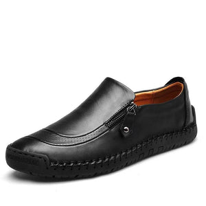 Libiyi Men Hand Stitching Zipper Slip-ons Leather Shoes - Libiyi